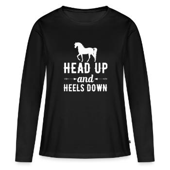 Kopf Hoch Und Absätze Runter - Frauen Premium Bio Langarmshirt - Schwarz - Vorne - Julia (174cm)
