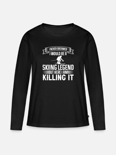 Je n’ai jamais rêvé que j’étais une légende du ski - T-shirt manches longues Premium bio Femme - noir