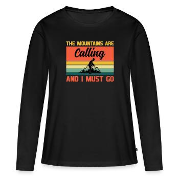 The mountains call and I have to go - Skiing - Women's Premium Organic Long Sleeve Shirt - black - Front - Julia (174cm)