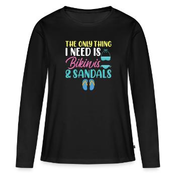 La seule chose dont j’ai besoin, bikini et sandales - T-shirt manches longues Premium bio Femme - noir - Devant - Julia (174cm)