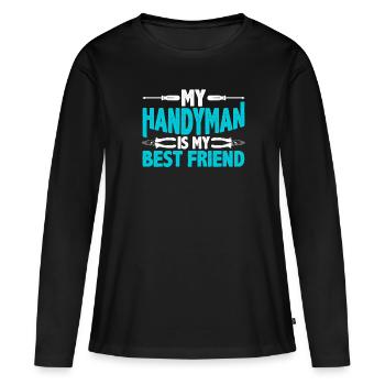 Mein Handwerker Ist Mein Bester Freund Handwerker - Frauen Premium Bio Langarmshirt - Schwarz - Vorne - Julia (174cm)