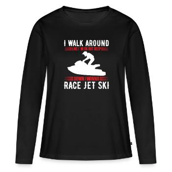 Jet Ski Racer Wasser Jet Ski - Frauen Premium Bio Langarmshirt - Schwarz - Vorne - Julia (174cm)
