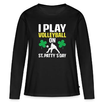 Je joue au volleyball le jour de la Saint-Patty - T-shirt manches longues Premium bio Femme - noir - Devant - Julia (174cm)