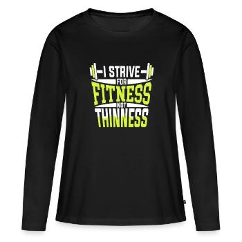 Je m’efforce de me remettre en forme, pas de mincir - T-shirt manches longues Premium bio Femme - noir - Devant - Julia (174cm)