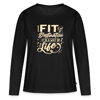 L’ajustement n’est pas un objectif, mais un mode de vie - T-shirt manches longues Premium bio Femme - noir - Devant - Julia (174cm)