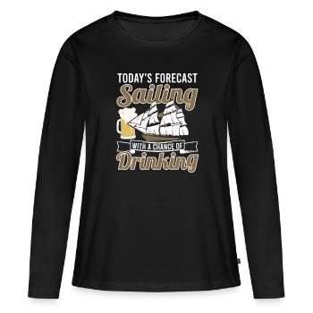 La prédiction d’aujourd’hui naviguant avec chance de boire - T-shirt manches longues Premium bio Femme - noir - Devant - Julia (174cm)