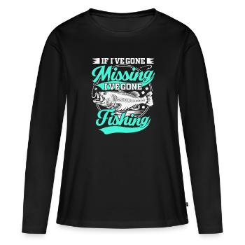 Quand j’ai disparu, je suis allé pêcher - T-shirt manches longues Premium bio Femme - noir - Devant - Julia (174cm)