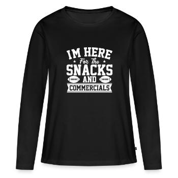 Je suis là pour les collations et les publicités - T-shirt manches longues Premium bio Femme - noir - Devant - Julia (174cm)