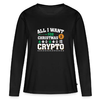 Tout ce que je veux pour Noël, c’est la crypte - T-shirt manches longues Premium bio Femme - noir - Devant - Julia (174cm)