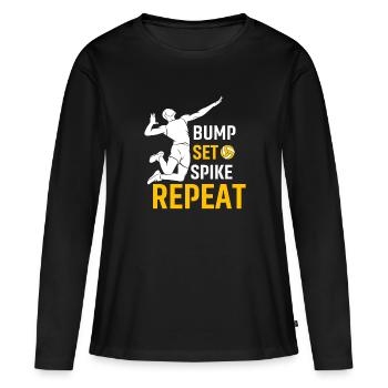 Bump Set Spike Repeat - T-shirt manches longues Premium bio Femme - noir - Devant - Julia (174cm)