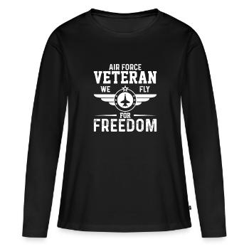 Vétéran de l’armée de l’air, nous volons pour la liberté - T-shirt manches longues Premium bio Femme - noir - Devant - Julia (174cm)