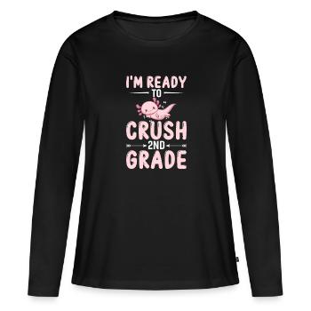 Je suis prêt à conquérir la 2e classe - T-shirt manches longues Premium bio Femme - noir - Devant - Julia (174cm)