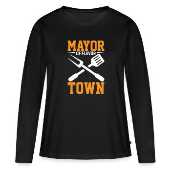 Maire de Flavor Town - T-shirt manches longues Premium bio Femme - noir - Devant - Julia (174cm)