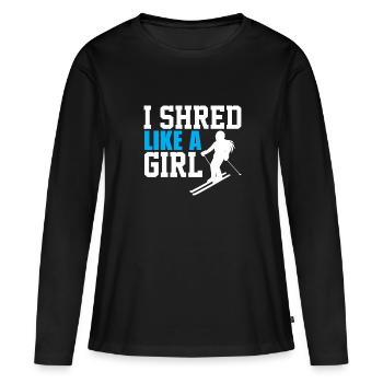 Ich Fetze Wie Ein Mädchen - Frauen Premium Bio Langarmshirt - Schwarz - Vorne - Julia (174cm)