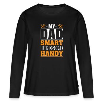 Mein Vater: Smart Handsome Handy - Frauen Premium Bio Langarmshirt - Schwarz - Vorne - Julia (174cm)