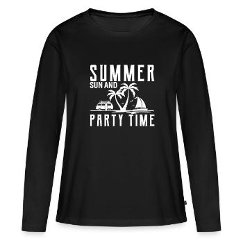 Sommer, Sonne Und Partyzeit - Frauen Premium Bio Langarmshirt - Schwarz - Vorne - Julia (174cm)