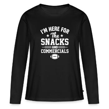 Je suis ici pour les collations et les publicités - T-shirt manches longues Premium bio Femme - noir - Devant - Julia (174cm)