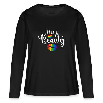 Je suis sa beauté - T-shirt manches longues Premium bio Femme - noir - Devant - Julia (174cm)