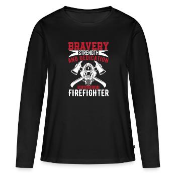 Bravoure, force et dévouement - les qualités - T-shirt manches longues Premium bio Femme - noir - Devant - Julia (174cm)