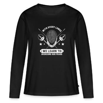 À chaque fente, nous apprenons à surmonter nos peurs. - T-shirt manches longues Premium bio Femme - noir - Devant - Julia (174cm)