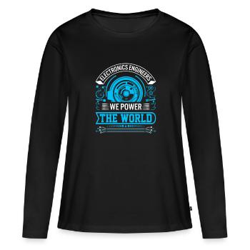 Elektroniker: Wir treiben die Welt an! - Frauen Premium Bio Langarmshirt - Schwarz - Vorne - Julia (174cm)