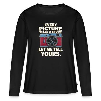 Chaque image raconte une histoire ; Laissez-moi vous raconter la vôtre. - T-shirt manches longues Premium bio Femme - noir - Devant - Julia (174cm)