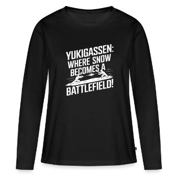 Yukigassen : Là où la neige devient une bataille ! - T-shirt manches longues Premium bio Femme - noir - Devant - Julia (174cm)