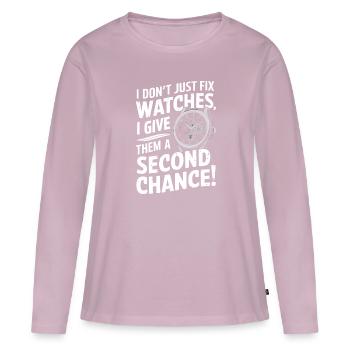 I don’t just fix watches; I give them a second cha - Women's Premium Organic Long Sleeve Shirt - dusky pink - Front - Julia (174cm)