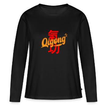 Yoga Work Out Gift - Women's Premium Organic Long Sleeve Shirt - black - Front - Julia (174cm)
