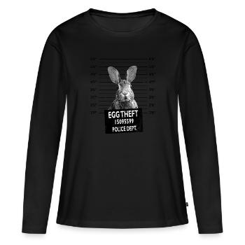 Lapin Mugshot. Police, photo criminelle, Pâques - T-shirt manches longues Premium bio Femme - noir - Devant - Julia (174cm)