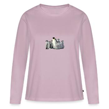 Pinguin-Vogel-Seeozean-Leben-Wassertier-Geschenk - Frauen Premium Bio Langarmshirt - Altrosa - Vorne - Julia (174cm)