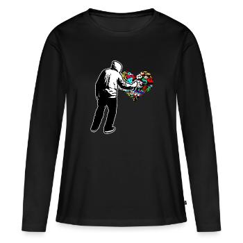 Graffiti Heart Doodle Draw Peinture Ecrire Mur Cadeau - T-shirt manches longues Premium bio Femme - noir - Devant - Julia (174cm)