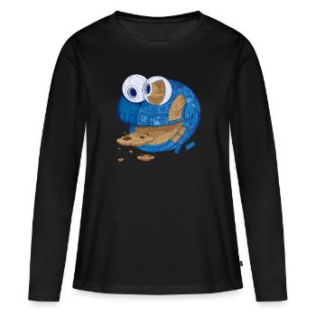 5 Rue Sésame Macaron Machine - T-shirt manches longues Premium bio Femme - noir - Devant - Julia (174cm)