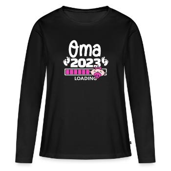 Oma loading 2023 - Frauen Premium Bio Langarmshirt - Schwarz - Vorne - Julia (174cm)