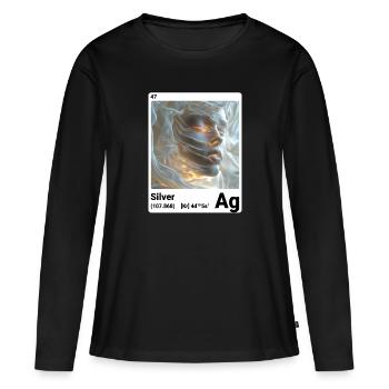 AI am Silber (wt) - Frauen Premium Bio Langarmshirt - Schwarz - Vorne - Julia (174cm)