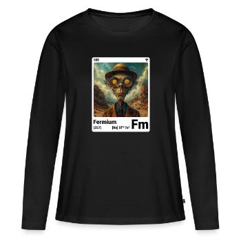 AI am Fermium (wt) mode périodique nerd - T-shirt manches longues Premium bio Femme - noir - Devant - Julia (174cm)