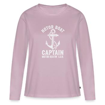 Motor Boat Captain Anchor Motor Boating - Women's Premium Organic Long Sleeve Shirt - dusky pink - Front - Julia (174cm)