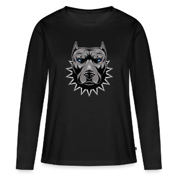 Pitbull dog dog head fighting dog Stafford - Women's Premium Organic Long Sleeve Shirt - black - Front - Julia (174cm)
