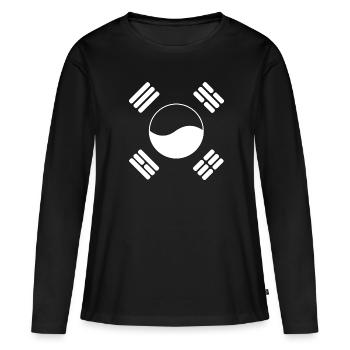 Corée du Sud - T-shirt manches longues Premium bio Femme - noir - Devant - Julia (174cm)