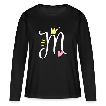 Buchstabe M Anfangsbuchstabe Krone - Frauen Premium Bio Langarmshirt - Schwarz - Vorne - Julia (174cm)
