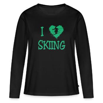 Ski skiing Skier Ski fahren - Frauen Premium Bio Langarmshirt - Schwarz - Vorne - Julia (174cm)