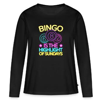 Le jeu de bingo est le point culminant du bingo du dimanche - T-shirt manches longues Premium bio Femme - noir - Devant - Julia (174cm)
