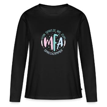Assistant médical de la salle de consultation MFA - T-shirt manches longues Premium bio Femme - noir - Devant - Julia (174cm)