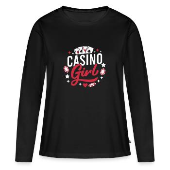Gambling Fan Casino Girl Casino - Frauen Premium Bio Langarmshirt - Schwarz - Vorne - Julia (174cm)