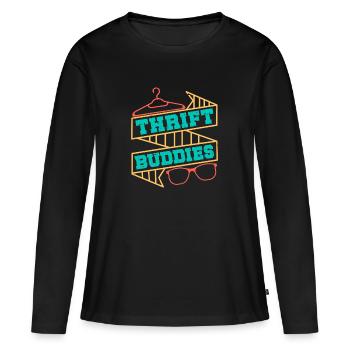 Friperie Shopper Thrift Buddies Friperie - T-shirt manches longues Premium bio Femme - noir - Devant - Julia (174cm)