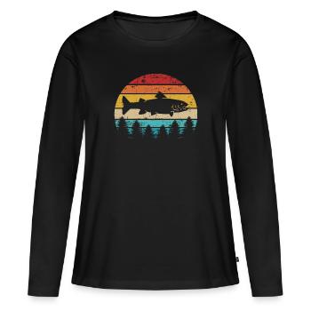 Truite - T-shirt manches longues Premium bio Femme - noir - Devant - Julia (174cm)