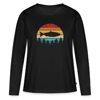 Saumon - T-shirt manches longues Premium bio Femme - noir - Devant - Julia (174cm)