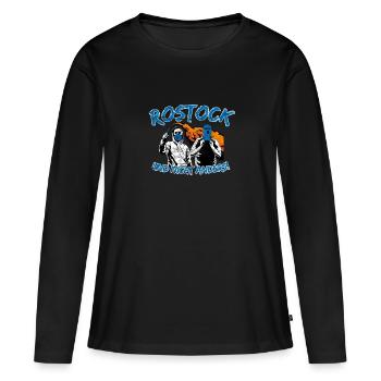Rostock und nicht anders UPDATE - Frauen Premium Bio Langarmshirt - Schwarz - Vorne - Julia (174cm)