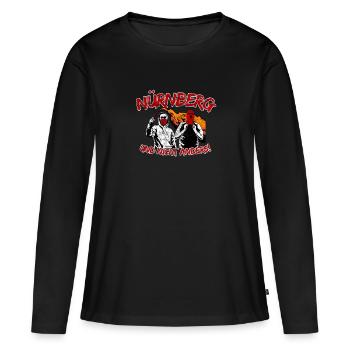 Nürnberg und nicht anders UPDATE - Frauen Premium Bio Langarmshirt - Schwarz - Vorne - Julia (174cm)