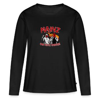Mainz und nicht anders UPDATE - Frauen Premium Bio Langarmshirt - Schwarz - Vorne - Julia (174cm)